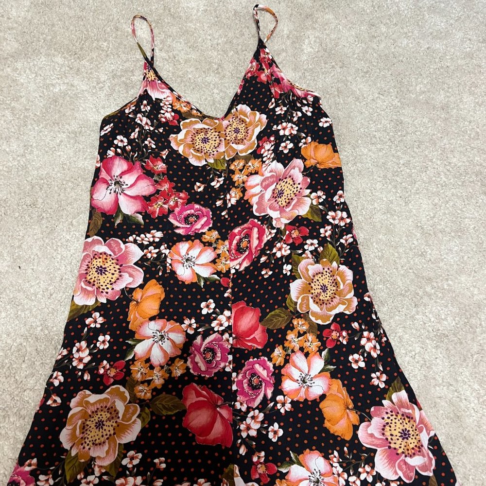 Kachel x Anthropologie Jumpsuit Size 6 Wide Leg Floral Black Pink Yellow - Picture 3 of 10